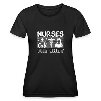 Nurses call the shots - Women's Functional T-Shirt - black - Front - AI Model Female 172 light (172cm)