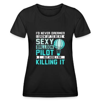 Sexy hot air balloon pilot - Women's Functional T-Shirt - black - Front - AI Model Female 172 light (172cm)