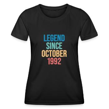 October 1992 - 30th birthday gift. Legend. - Women's Functional T-Shirt - black - Front - AI Model Female 172 light (172cm)