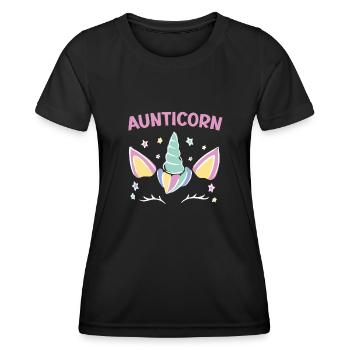 Licorne Tante Aunticorn Conte de Fées Super Tante - T-shirt sport Femme - noir - Devant - AI Model Female 172 light (172cm)