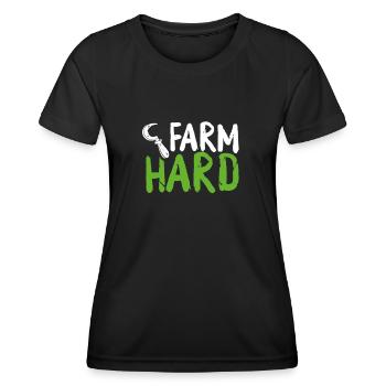 Travail acharné à la ferme - T-shirt sport Femme - noir - Devant - AI Model Female 172 light (172cm)