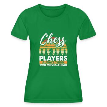 Les joueurs d’échecs pensent deux coups d’avance - T-shirt sport Femme - vert - Devant - AI Model Female 172 dark (172cm)