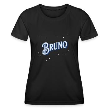 Bruno Namen personalisiert - Frauen Funktions-T-Shirt - Schwarz - Vorne - AI Model Female 172 light (172cm)