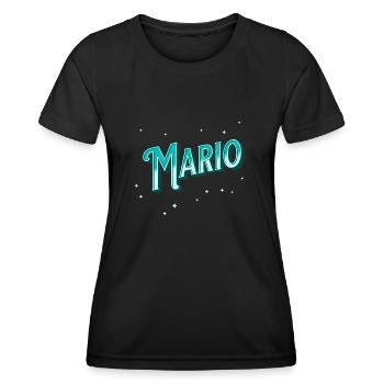 Mario Namen personalisiert - Frauen Funktions-T-Shirt - Schwarz - Vorne - AI Model Female 172 light (172cm)