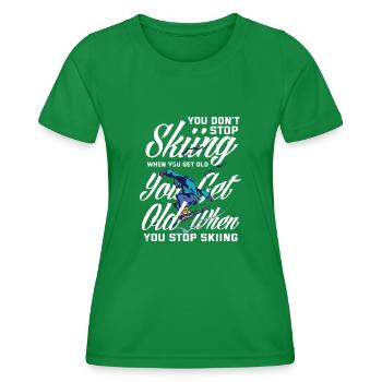 Skifahren Alter Mann Opa Geschenk Ski Hobby - Frauen Funktions-T-Shirt - Kelly Green - Vorne - AI Model Female 172 dark (172cm)
