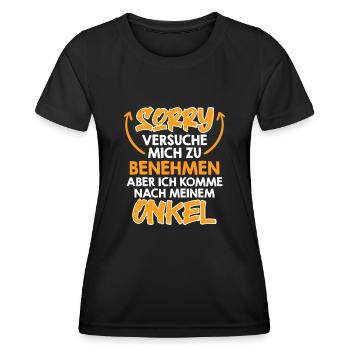 Versuche mich zu benehmen - Frauen Funktions-T-Shirt - Schwarz - Vorne - AI Model Female 172 light (172cm)