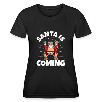 Le Père Noël arrive, c’est ce qu’elle a dit - T-shirt sport Femme - noir - Devant - AI Model Female 172 light (172cm)