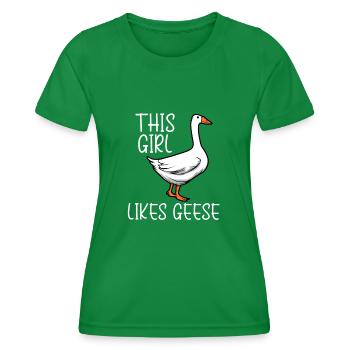 Une fille aime les oies, mignon animal sauvage, - T-shirt sport Femme - vert - Devant - AI Model Female 172 dark (172cm)