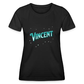 Vincent Namen personalisiert - Frauen Funktions-T-Shirt - Schwarz - Vorne - AI Model Female 172 light (172cm)