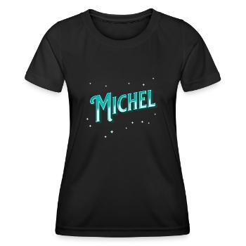 Michel Namen personalisiert - Frauen Funktions-T-Shirt - Schwarz - Vorne - AI Model Female 172 light (172cm)