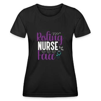 Resting Nurse Face - Frauen Funktions-T-Shirt - Schwarz - Vorne - AI Model Female 172 light (172cm)