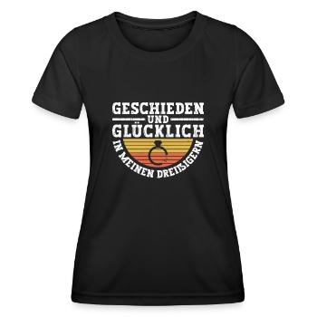 Geschieden Und Glücklich In Meinen Dreißigern - Frauen Funktions-T-Shirt - Schwarz - Vorne - AI Model Female 172 light (172cm)