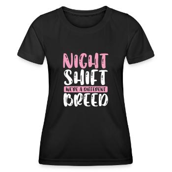 Quart de nuit, nous sommes une race différente - T-shirt sport Femme - noir - Devant - AI Model Female 172 light (172cm)