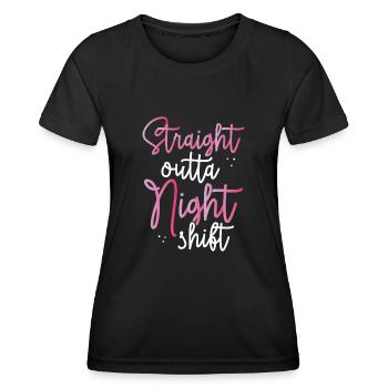 Direkt Aus Der Nachtschicht Rosa - Frauen Funktions-T-Shirt - Schwarz - Vorne - AI Model Female 172 light (172cm)