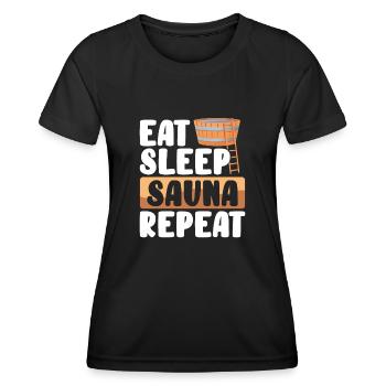 Manger Dormir et répéter le sauna - T-shirt sport Femme - noir - Devant - AI Model Female 172 light (172cm)