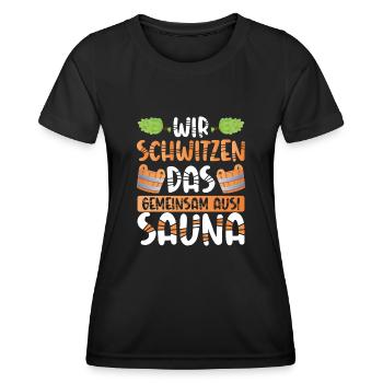 Nous transpirons l’unité - T-shirt sport Femme - noir - Devant - AI Model Female 172 light (172cm)