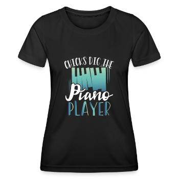Chicks stand on the piano player - Women's Functional T-Shirt - black - Front - AI Model Female 172 light (172cm)