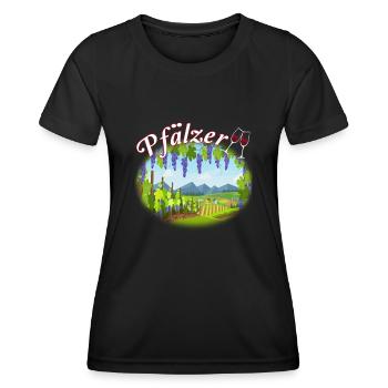 100% Pfälzer Pälzer Palz Pfalz Mundart Dialekt - Frauen Funktions-T-Shirt - Schwarz - Vorne - AI Model Female 172 light (172cm)