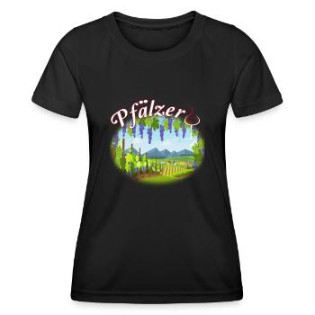 100% Pfälzer Pälzer Palz Pfalz Mundart Dialekt - Frauen Funktions-T-Shirt - Schwarz - Vorne - AI Model Female 172 light (172cm)