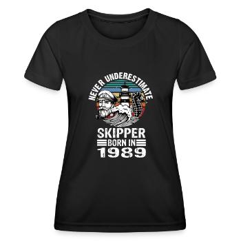 Never Underestimate Skipper né en 1989 - T-shirt sport Femme - noir - Devant - AI Model Female 172 light (172cm)