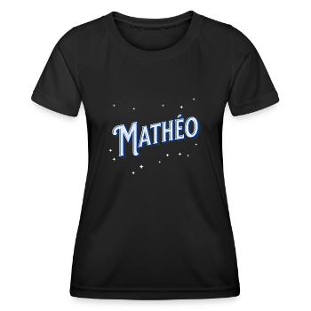 Matheo Namen personalisiert - Frauen Funktions-T-Shirt - Schwarz - Vorne - AI Model Female 172 light (172cm)