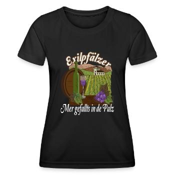 Lustiges Exilpfälzer Pälzer Pfälzer Pfalz Mundart - Frauen Funktions-T-Shirt - Schwarz - Vorne - AI Model Female 172 light (172cm)