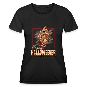 Happy Halloweener Mummy Costume Funny Wiener - Frauen Funktions-T-Shirt - Schwarz - Vorne - AI Model Female 172 light (172cm)