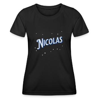 Nicolas Namen personalisiert - Frauen Funktions-T-Shirt - Schwarz - Vorne - AI Model Female 172 light (172cm)