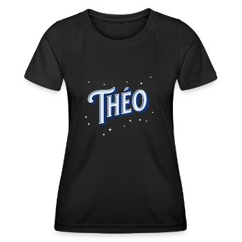 Theo Namen personalisiert - Frauen Funktions-T-Shirt - Schwarz - Vorne - AI Model Female 172 light (172cm)