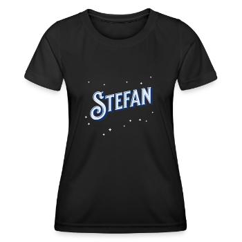 Stefan Namen personalisiert - Frauen Funktions-T-Shirt - Schwarz - Vorne - AI Model Female 172 light (172cm)