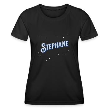 Le nom de Stéphane personnalisé - T-shirt sport Femme - noir - Devant - AI Model Female 172 light (172cm)