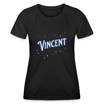 Vincent Namen personalisiert - Frauen Funktions-T-Shirt - Schwarz - Vorne - AI Model Female 172 light (172cm)