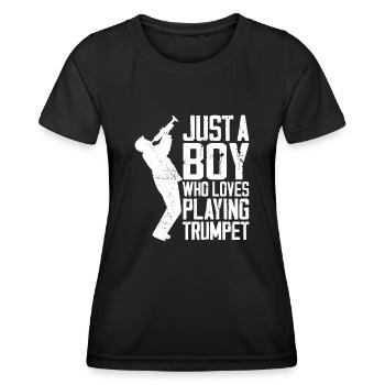 Trumpet Player Vintage Just A Boy - Frauen Funktions-T-Shirt - Schwarz - Vorne - AI Model Female 172 light (172cm)