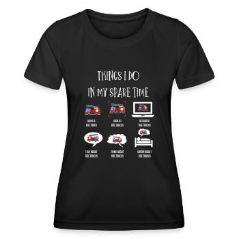 Ce que je fais, camion de pompiers, camions de pompiers - T-shirt sport Femme - noir - Devant - AI Model Female 172 light (172cm)