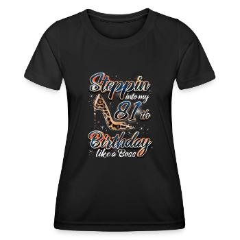Steppin Into My 81th Birthday 81. Geburtstags - Frauen Funktions-T-Shirt - Schwarz - Vorne - AI Model Female 172 light (172cm)