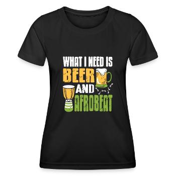 Ce qu’il faut, c’est de la bière et de l’afrobeat - T-shirt sport Femme - noir - Devant - AI Model Female 172 light (172cm)