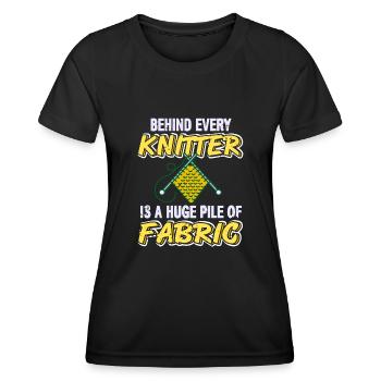Hinter jedem Stricker liegt riesiger Haufen Garn - Frauen Funktions-T-Shirt - Schwarz - Vorne - AI Model Female 172 light (172cm)