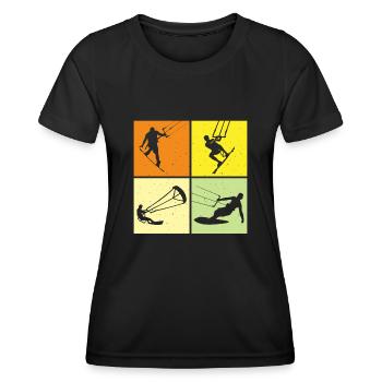 Kite Surfing, Kite Board, Lifestyle Vintage Design - Women's Functional T-Shirt - black - Front - AI Model Female 172 light (172cm)