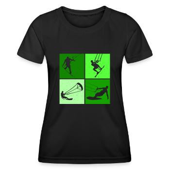 Kite Surfing, Kite Board, Lifestyle Vintage Design - Women's Functional T-Shirt - black - Front - AI Model Female 172 light (172cm)