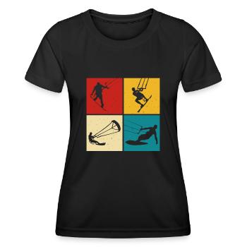 Kite Surfing, Kite Board, Lifestyle Vintage Design - Women's Functional T-Shirt - black - Front - AI Model Female 172 light (172cm)