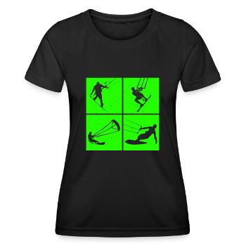 Kite Surfing, Kite Board, Lifestyle Vintage Design - Women's Functional T-Shirt - black - Front - AI Model Female 172 light (172cm)