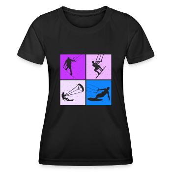 Kite Surfing, Kite Board, Lifestyle Vintage Design - Women's Functional T-Shirt - black - Front - AI Model Female 172 light (172cm)