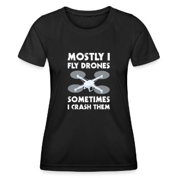 Drone pilot mostly i fly camera drones hobby pilot - Frauen Funktions-T-Shirt - Schwarz - Vorne - AI Model Female 172 light (172cm)