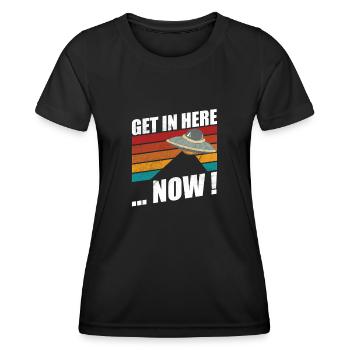 Alien get in here now retro alien space costume - Frauen Funktions-T-Shirt - Schwarz - Vorne - AI Model Female 172 light (172cm)