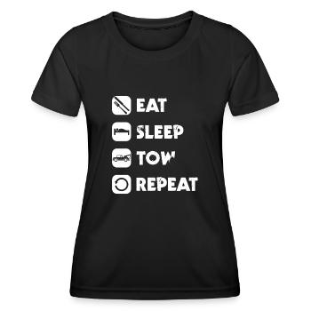 Tow truck eat sleep tow repeat retro tow truck - Frauen Funktions-T-Shirt - Schwarz - Vorne - AI Model Female 172 light (172cm)
