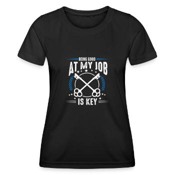 Être bon dans mon travail est la clé, serrurier - T-shirt sport Femme - noir - Devant - AI Model Female 172 light (172cm)