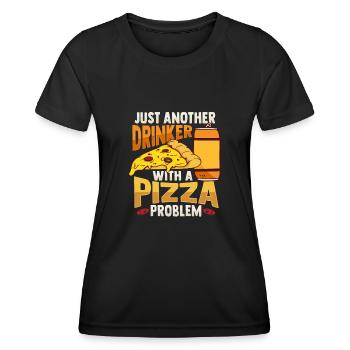 Juste un autre buveur avec un problème de pizza Design - T-shirt sport Femme - noir - Devant - AI Model Female 172 light (172cm)