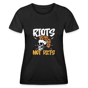RIOTS NOT DIETS Design für einen Hobby-Pizzabäcker - Frauen Funktions-T-Shirt - Schwarz - Vorne - AI Model Female 172 light (172cm)
