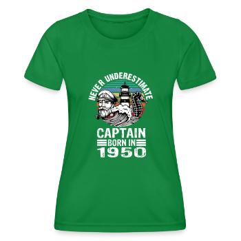 Never Underestimate Captain né en 1950 - T-shirt sport Femme - vert - Devant - AI Model Female 172 dark (172cm)