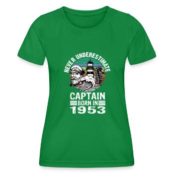 Never Underestimate Captain né en 1953 - T-shirt sport Femme - vert - Devant - AI Model Female 172 dark (172cm)